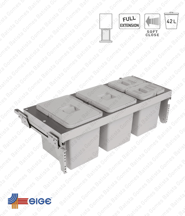 Balde para lixo extra�vel - Porta frontal - M�d. 900 - Com Soft-close - 42L